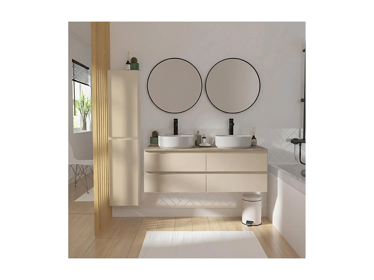 SORRENTO 120cm wandgemonteerde dubbele spoelbak