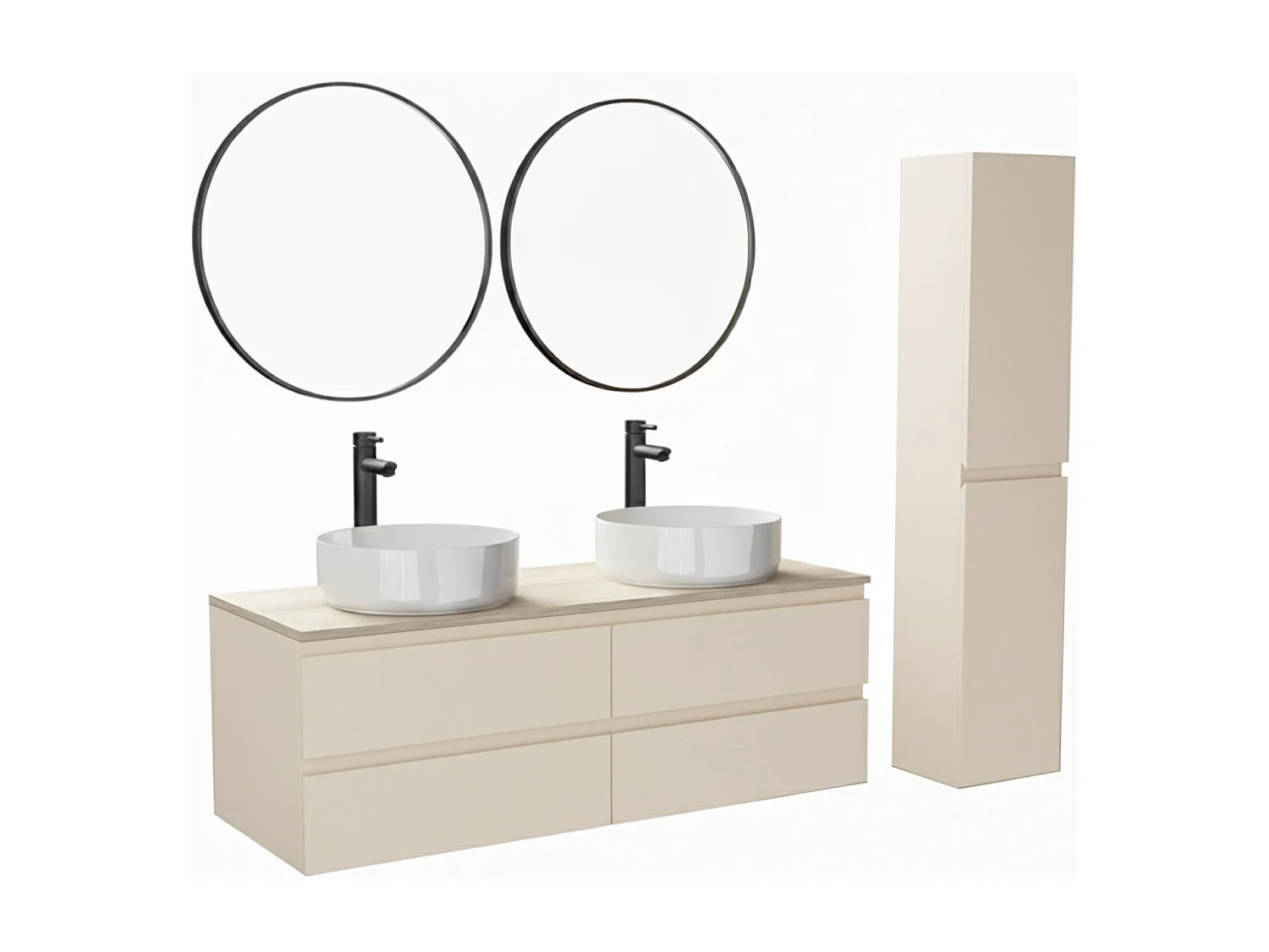 SORRENTO 120cm wandgemonteerde dubbele spoelbak