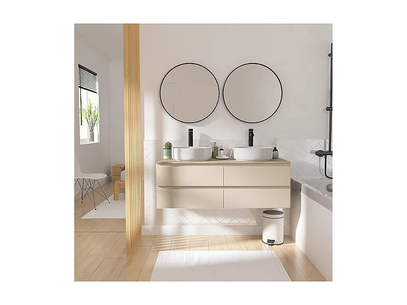 Doppelwaschtisch + Waschbecken + Wasserhahn + WILL-Spiegel