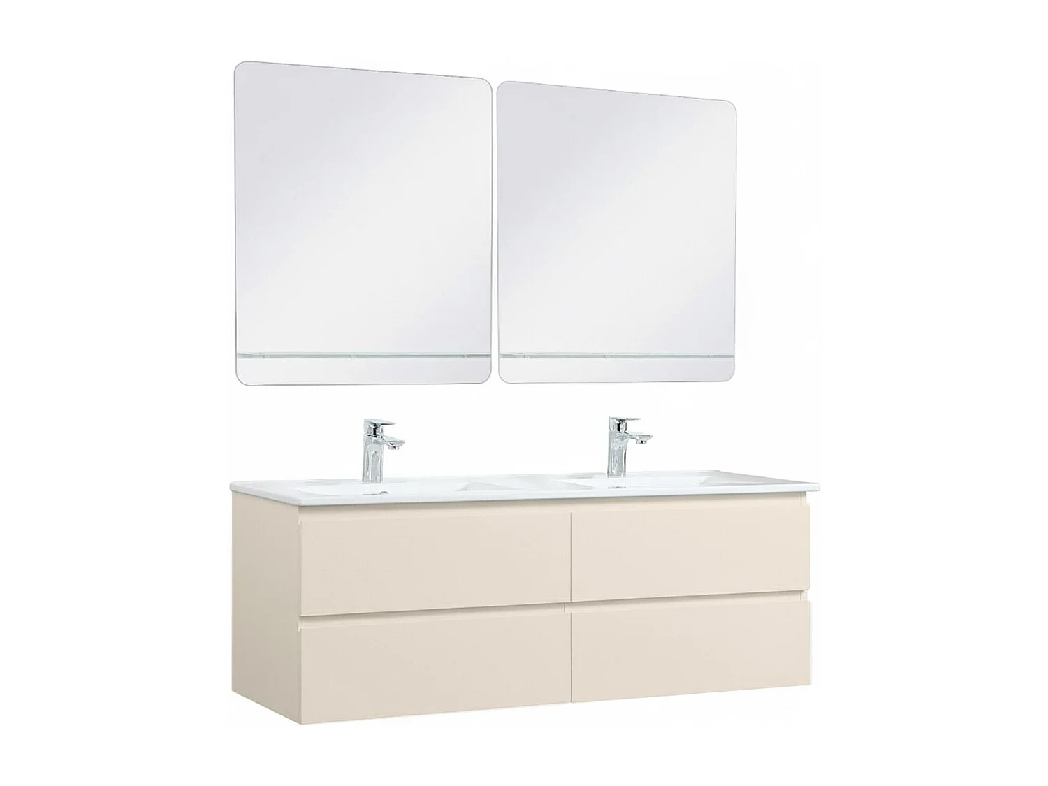Mueble de lavabo doble de 120cm con encimera de cerámica, grifería y espejos SORRENTO