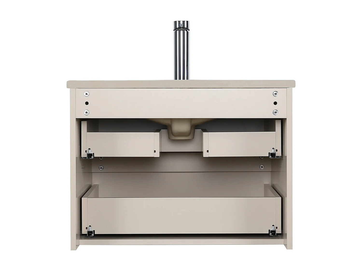 Ensemble simple vasque 60cm avec plan céramique, robinet noir et miroir