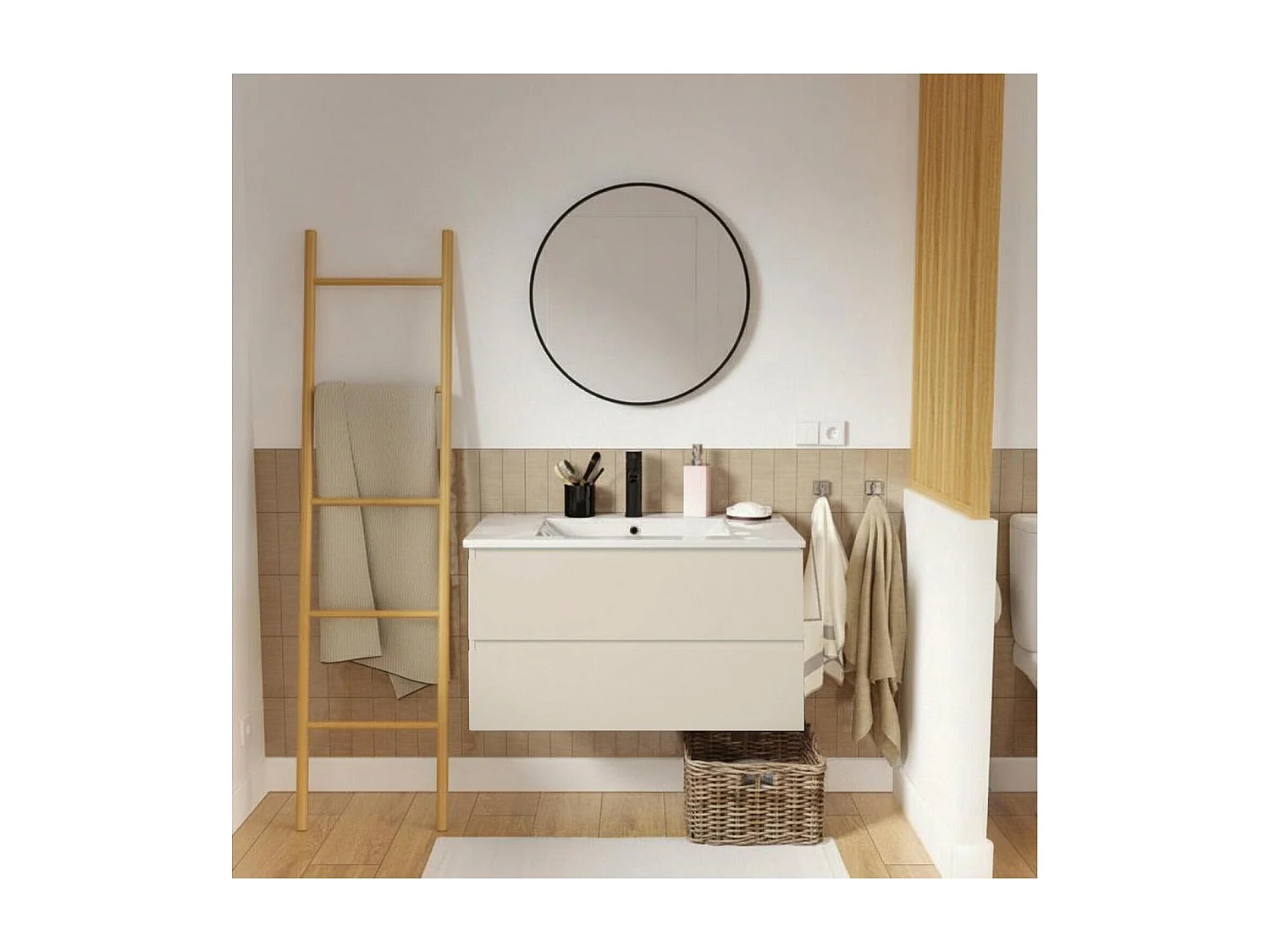 Mueble individual + lavabo + grifo + espejo SORRENTO