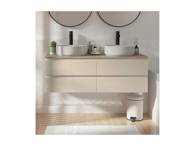 Mueble de lavabo doble suspendido SORRENTO de 120 cm