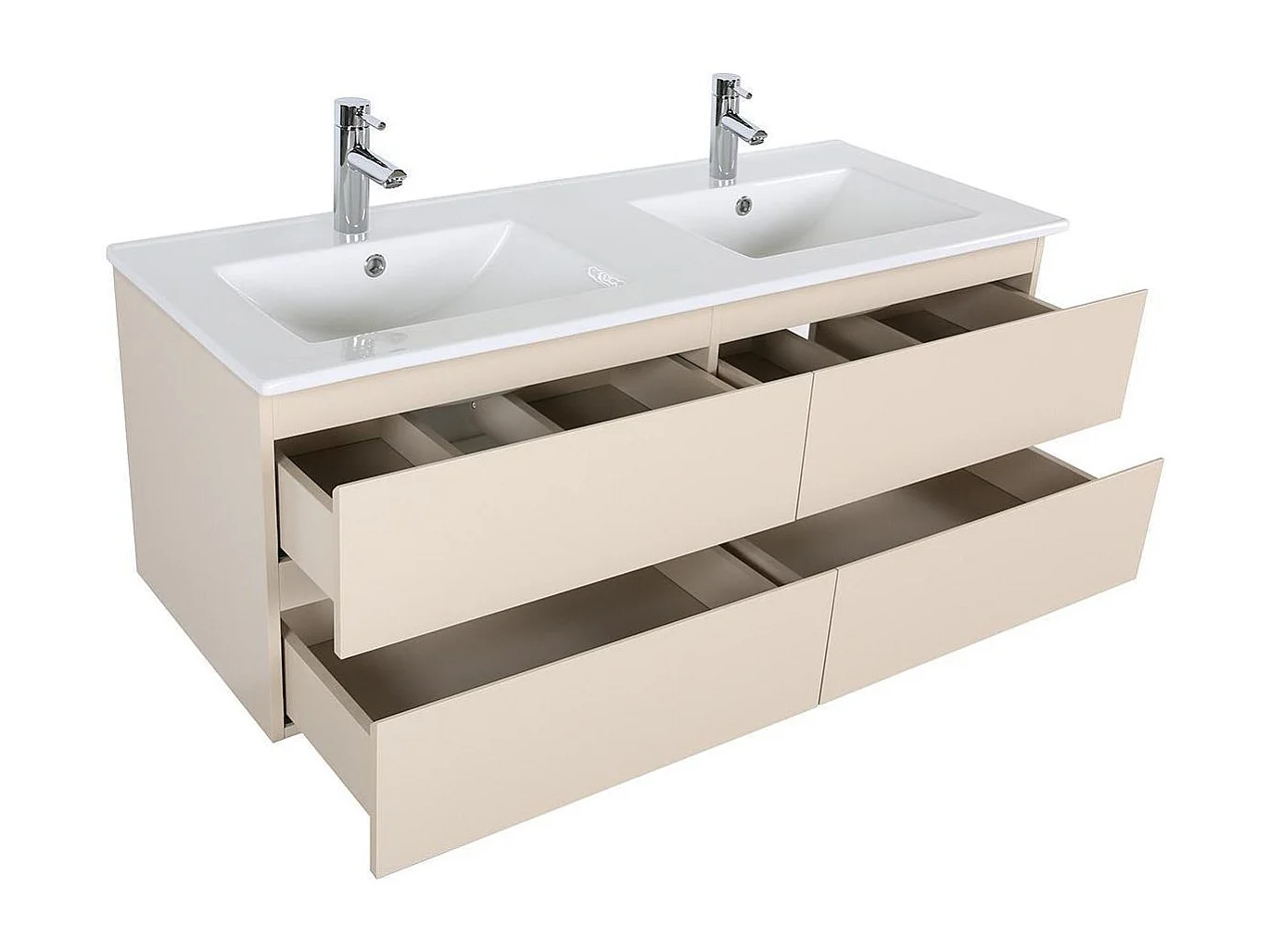 Meuble double vasque suspendu 120cm - avec plan vasque céramique