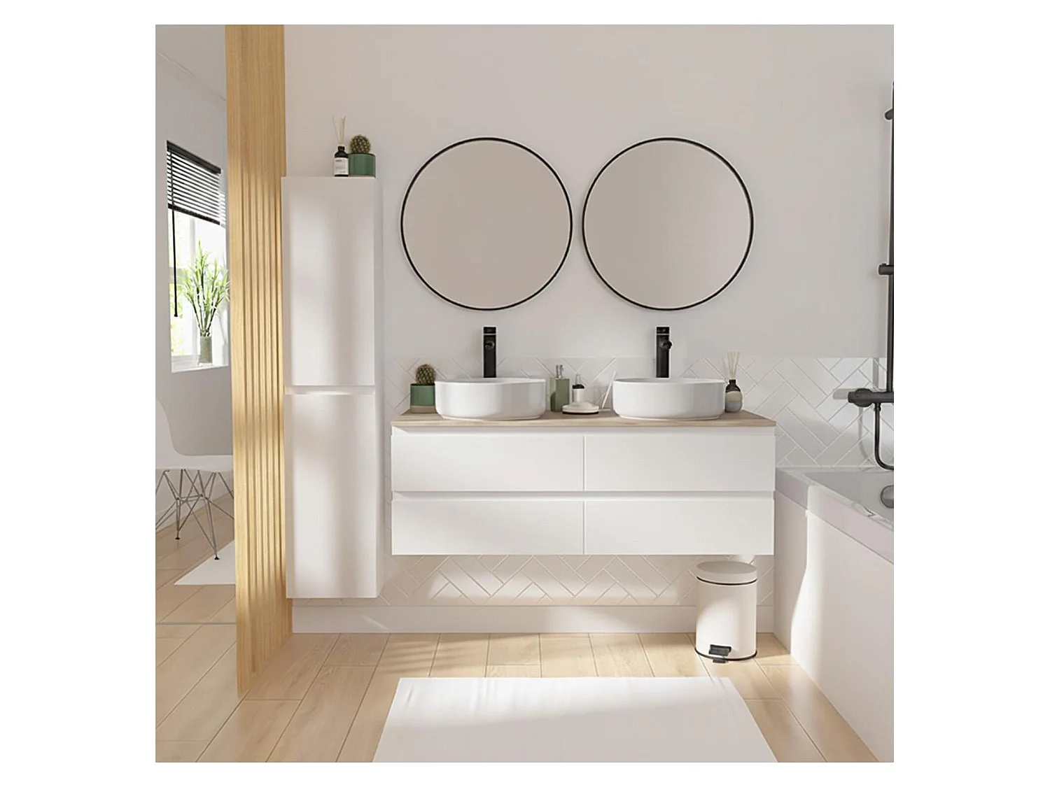 Columna de pared para cuarto de baño 140cm SORRENTO Décor roble carbono