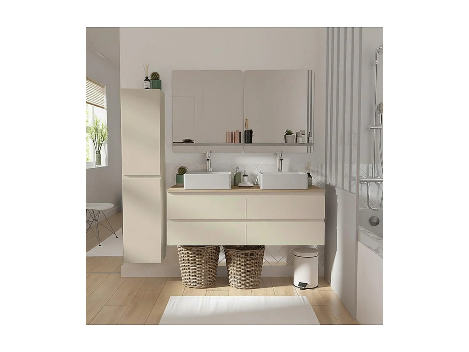 Columna de pared para cuarto de baño 140cm SORRENTO Décor roble carbono