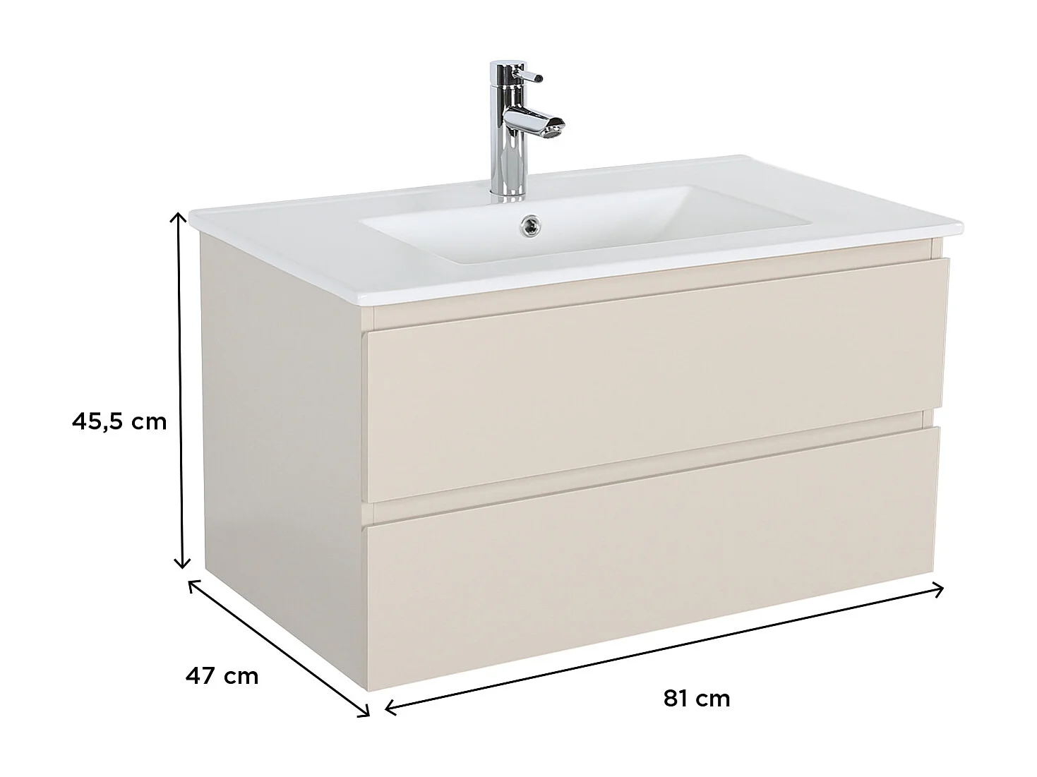 SORRENTO 80 cm enkele spoelbak