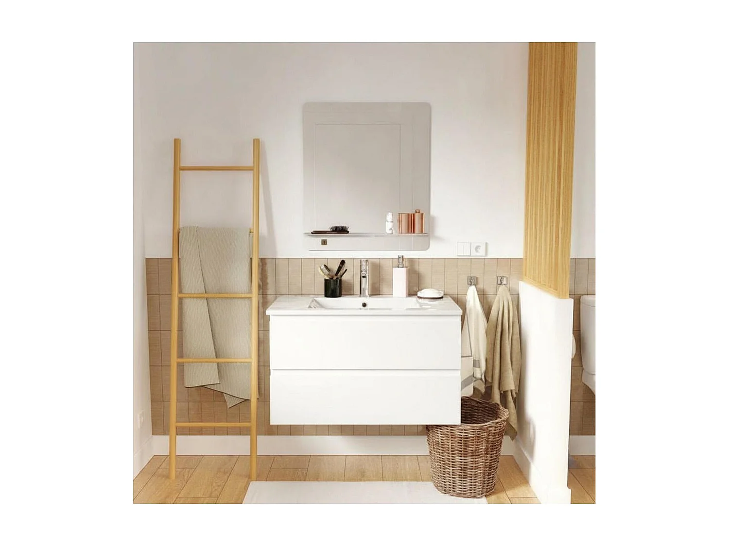 Mueble de lavabo individual SORRENTO de 80 cm