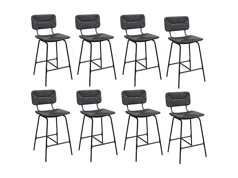 Conjunto de taburetes de bar e isla de metal con asiento de ratán 65cm TIDRA