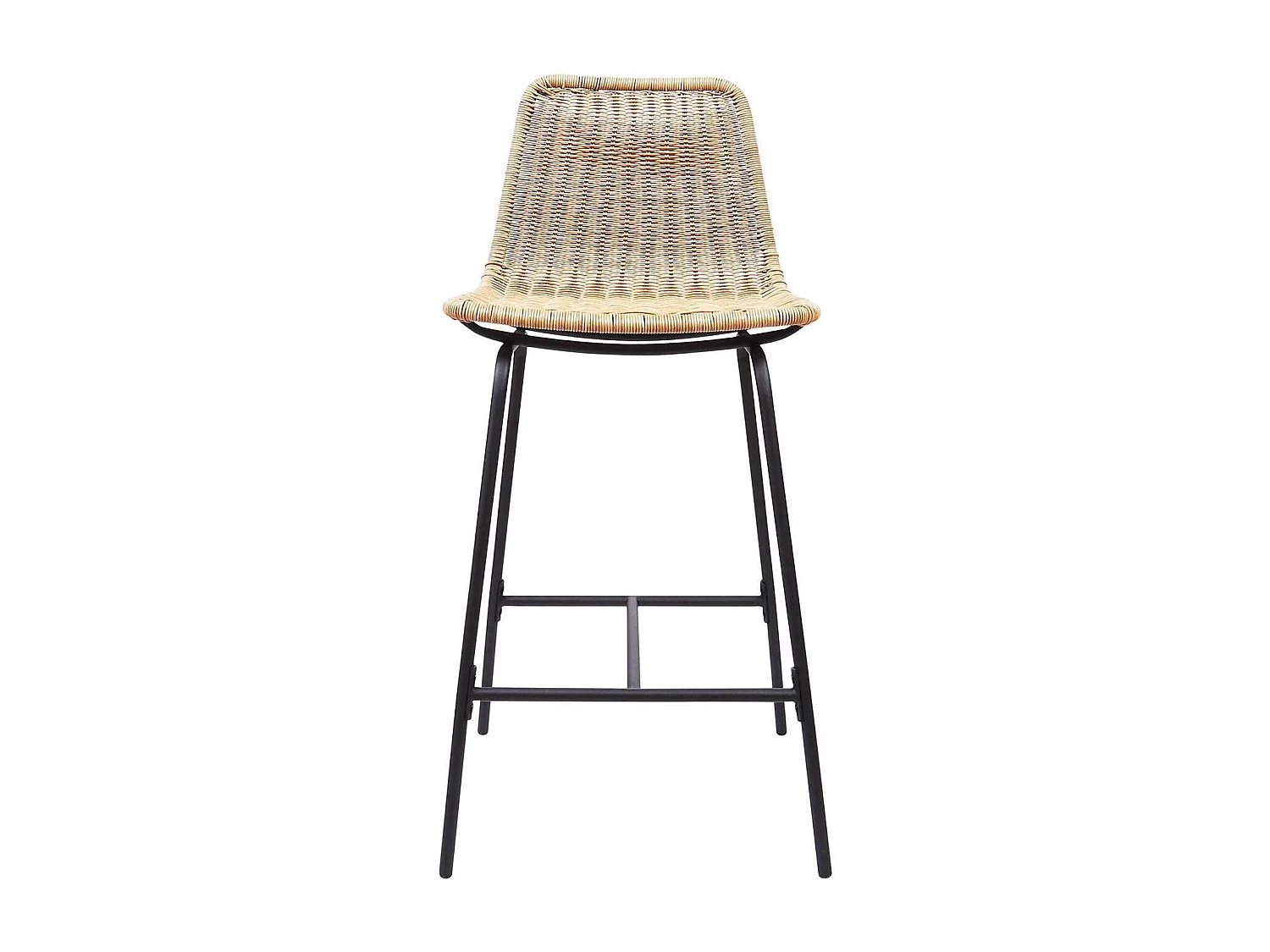 Conjunto de taburetes de bar e isla de metal con asiento de ratán 65cm KUTA