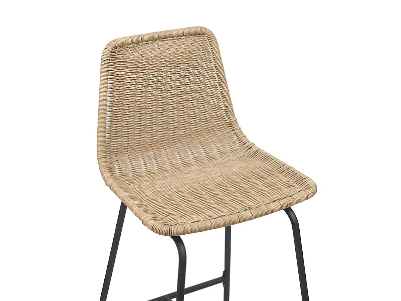 Set metalen bar- en eilandkrukken met rotan zitting 65cm KUTA
