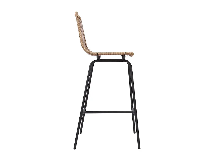 Set metalen bar- en eilandkrukken met rotan zitting 65cm KUTA