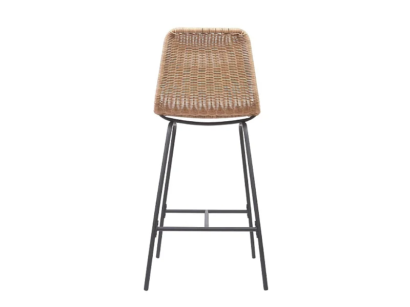 Set metalen bar- en eilandkrukken met rotan zitting 65cm KUTA