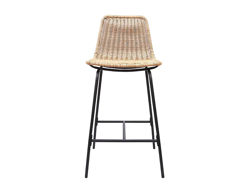 Set metalen bar- en eilandkrukken met rotan zitting 65cm KUTA