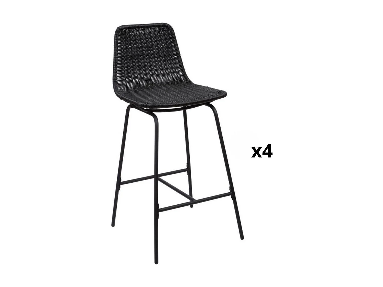 Conjunto de taburetes de bar e isla de metal con asiento de ratán 65cm KUTA