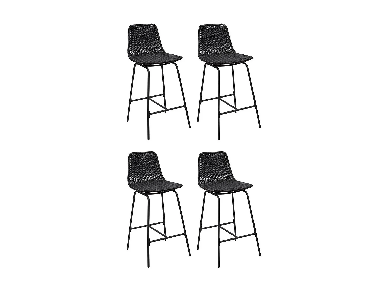 Conjunto de taburetes de bar e isla de metal con asiento de ratán 65cm KUTA