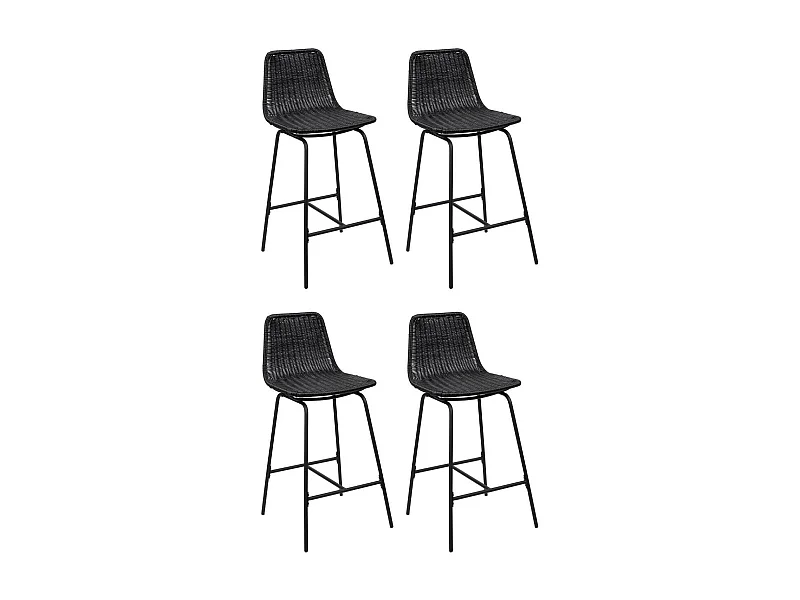 Conjunto de taburetes de bar e isla de metal con asiento de ratán 65cm KUTA