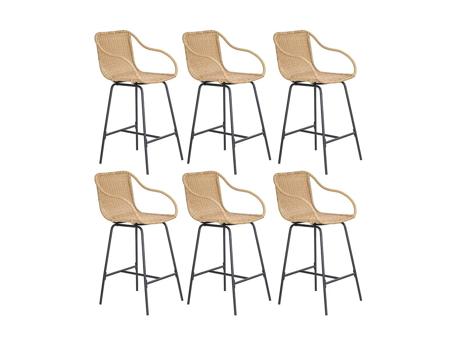 Set di sedie da bar e da isola in metallo con seduta in rattan 65 cm MOOREA