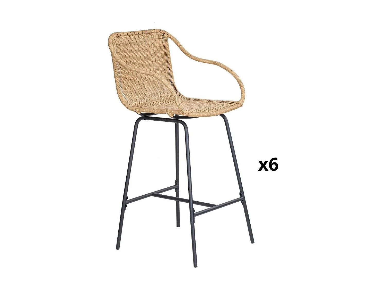 Set di sedie da bar e da isola in metallo con seduta in rattan 65 cm MOOREA