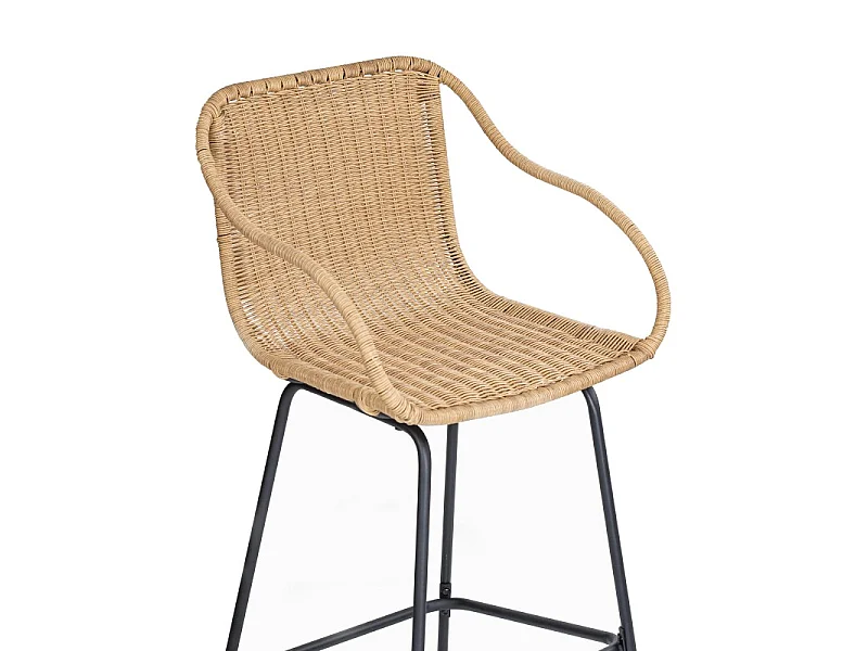 Set metalen bar- en eilandstoelen met rotan zitting 65cm MOOREA