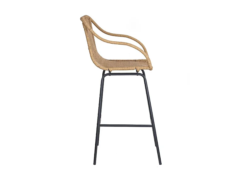 Set metalen bar- en eilandstoelen met rotan zitting 65cm MOOREA