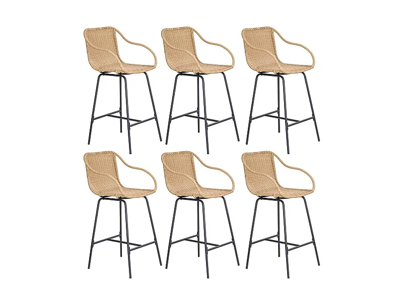 Set di sedie da bar e da isola in metallo con seduta in rattan 65 cm MOOREA