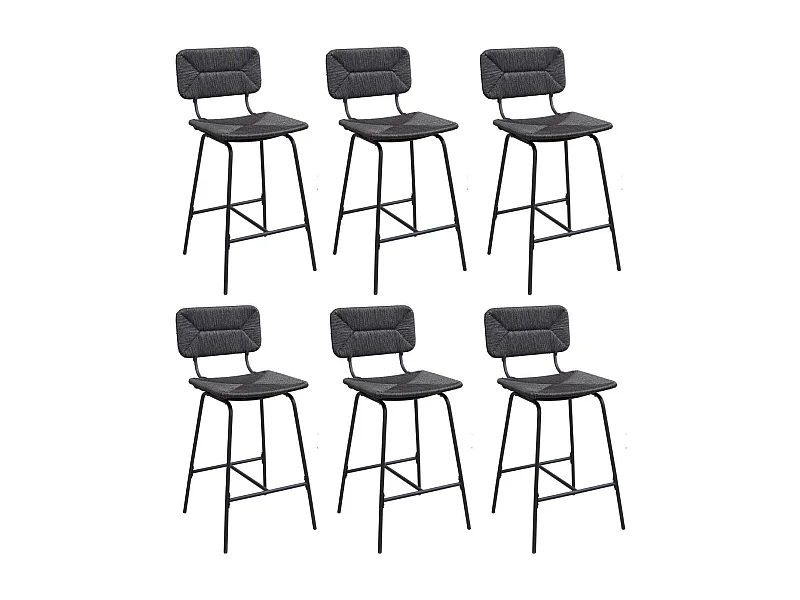 Conjunto de taburetes de bar e isla de metal con asiento de ratán 65cm TIDRA