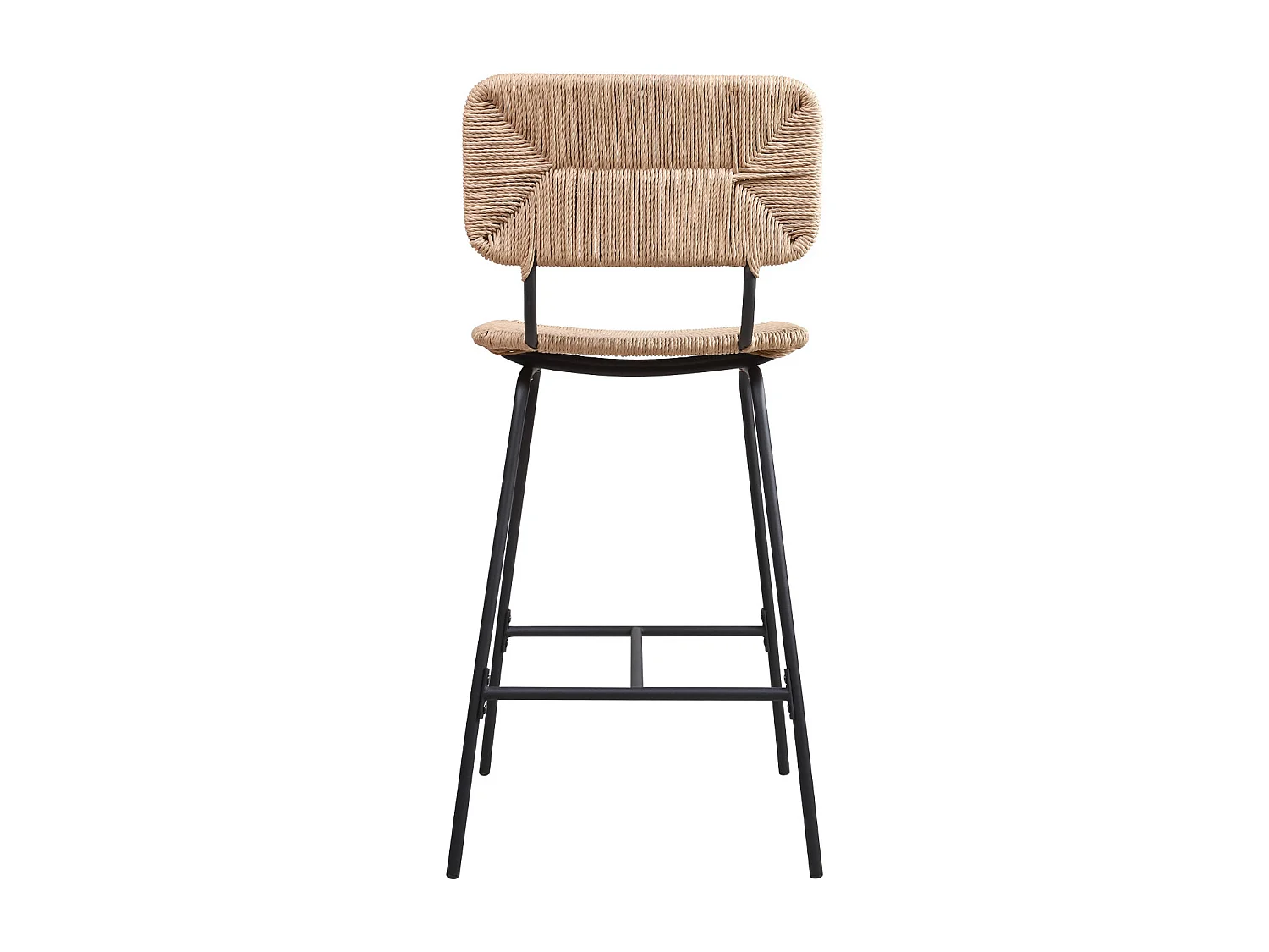 Set di sgabelli da bar e da isola in metallo con seduta in rattan 65 cm TIDRA