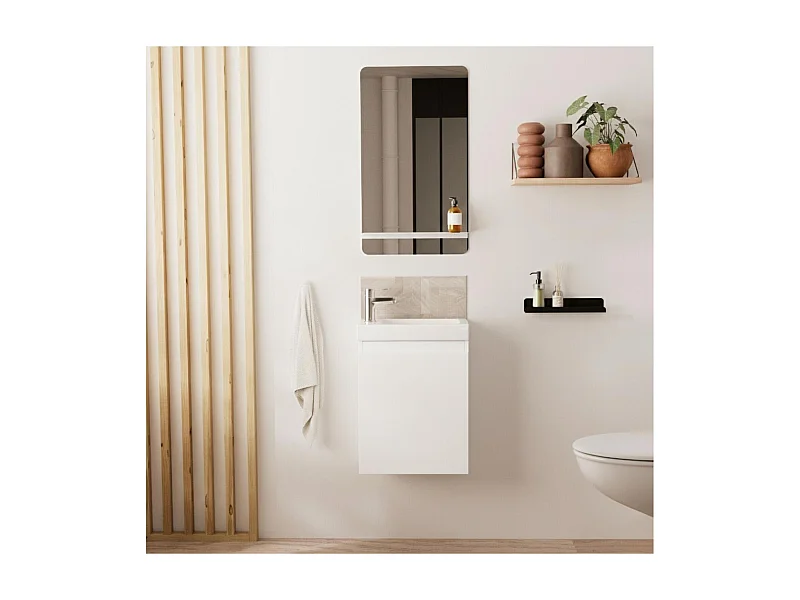 Meuble lave-mains + miroir tablette LISA