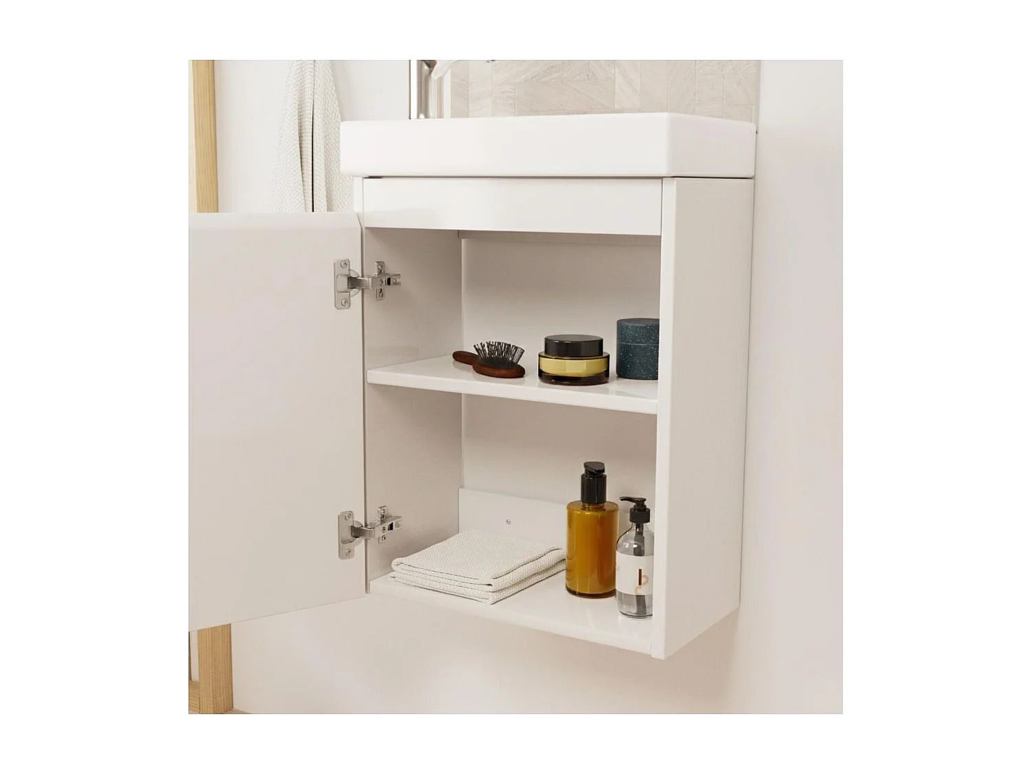 Meuble lave-mains + miroir tablette LISA