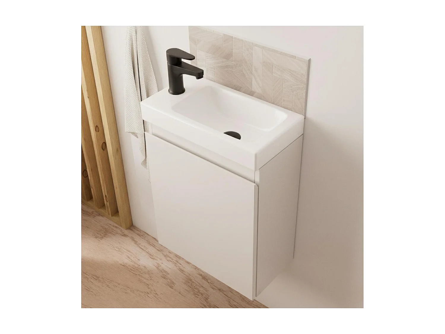 Meuble lave-mains + robinet noir LISA