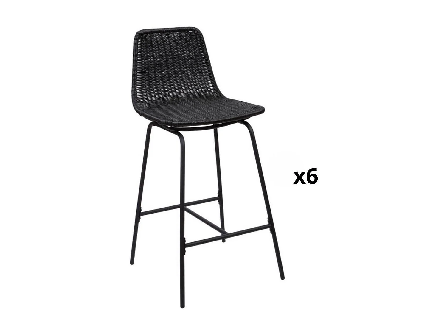 Conjunto de taburetes de bar e isla de metal con asiento de ratán 65cm KUTA