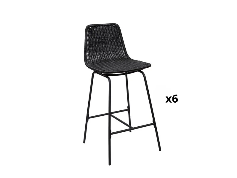 Conjunto de taburetes de bar e isla de metal con asiento de ratán 65cm KUTA