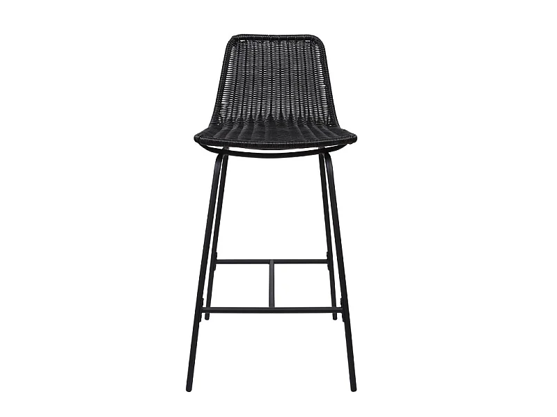 Conjunto de taburetes de bar e isla de metal con asiento de ratán 65cm KUTA