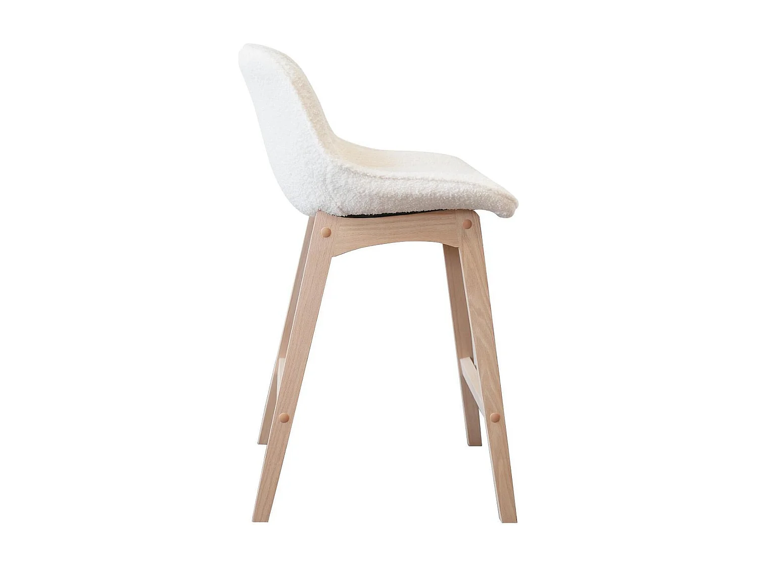 Lot de chaises d'îlot et bar en chêne et assise tissu bouclette 65cm MILK
