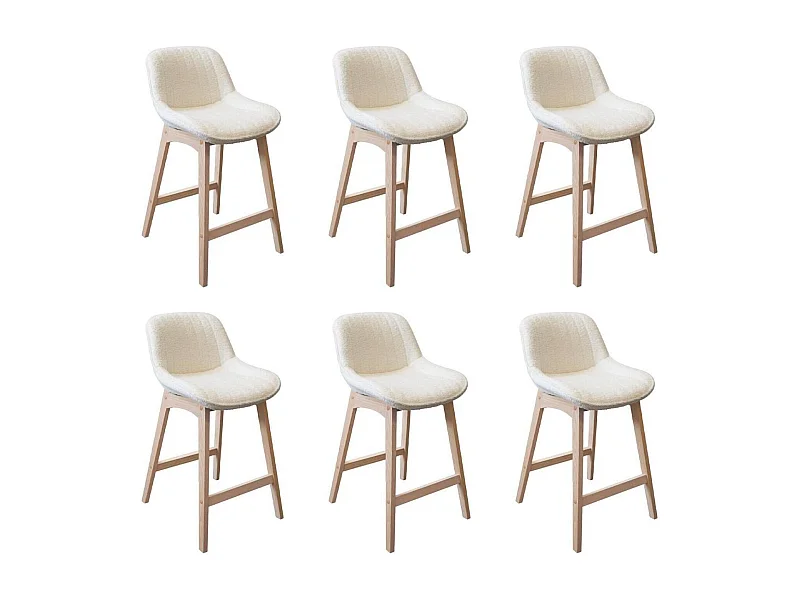 Set aus Insel- und Barstühlen aus Eiche mit 65 cm Sitzfläche aus MILK-Frottee