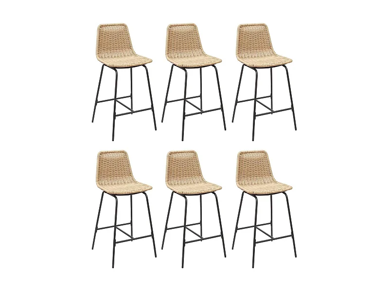 Conjunto de taburetes de bar e isla de metal con asiento de ratán 65cm KUTA