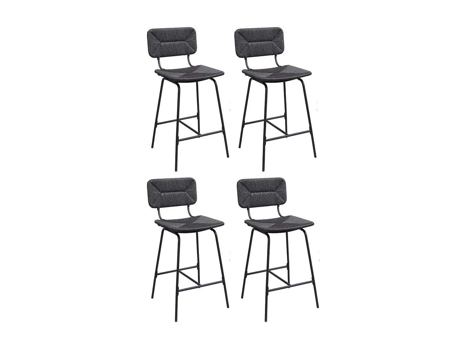 Conjunto de taburetes de bar e isla de metal con asiento de ratán 65cm TIDRA