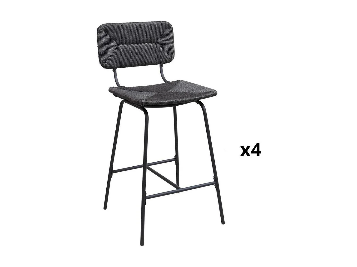 Conjunto de taburetes de bar e isla de metal con asiento de ratán 65cm TIDRA