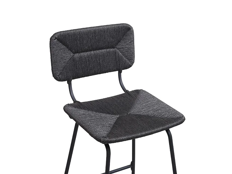 Conjunto de bancos de bar e ilha de metal com assento de vime 65cm TIDRA