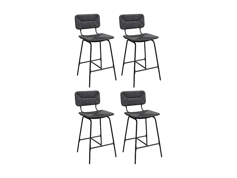 Conjunto de taburetes de bar e isla de metal con asiento de ratán 65cm TIDRA