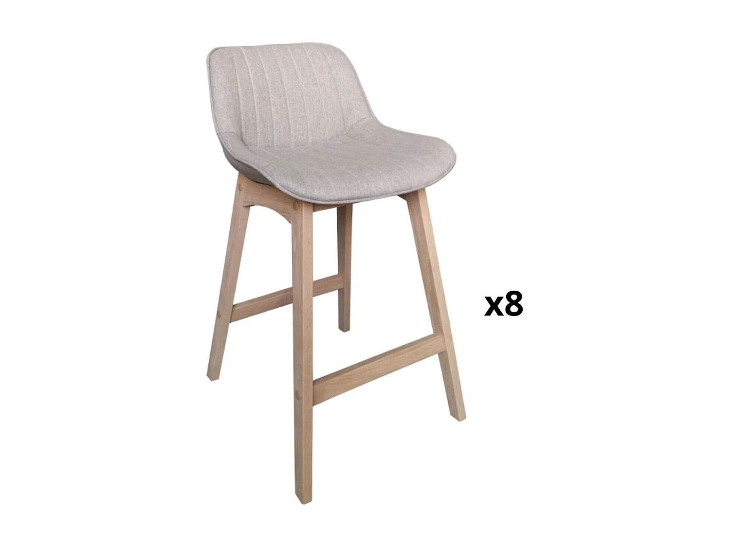Conjunto de sillas de isla y bar de roble con asiento de tela MELLOW de 65 cm