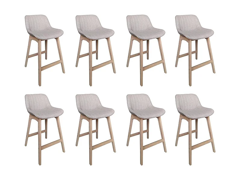 Set di sedie da bar e da isola in rovere con seduta in tessuto MELLOW da 65 cm