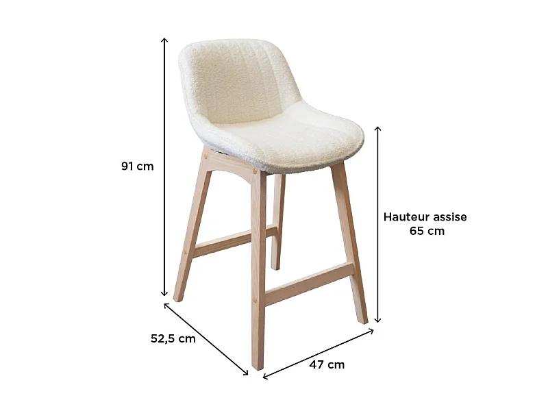 Conjunto cadeiras ilha/bar carvalho tecido MILK 65cm