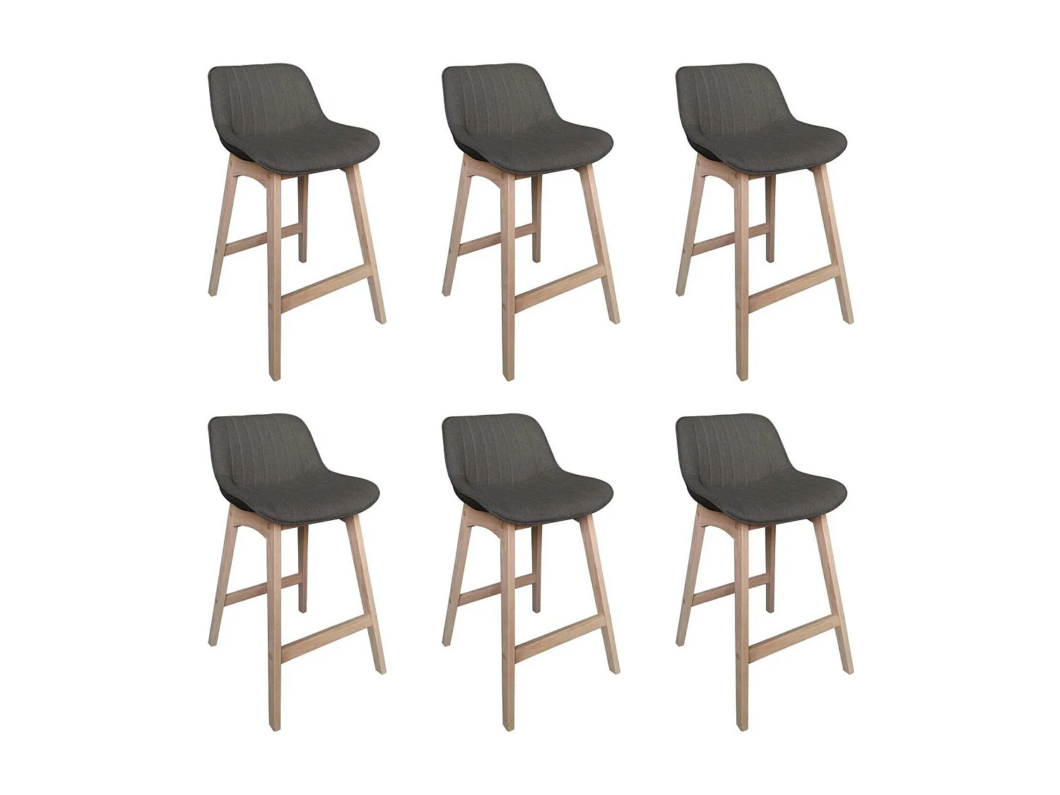 Set di sedie da bar e da isola in rovere con seduta in tessuto MELLOW da 65 cm