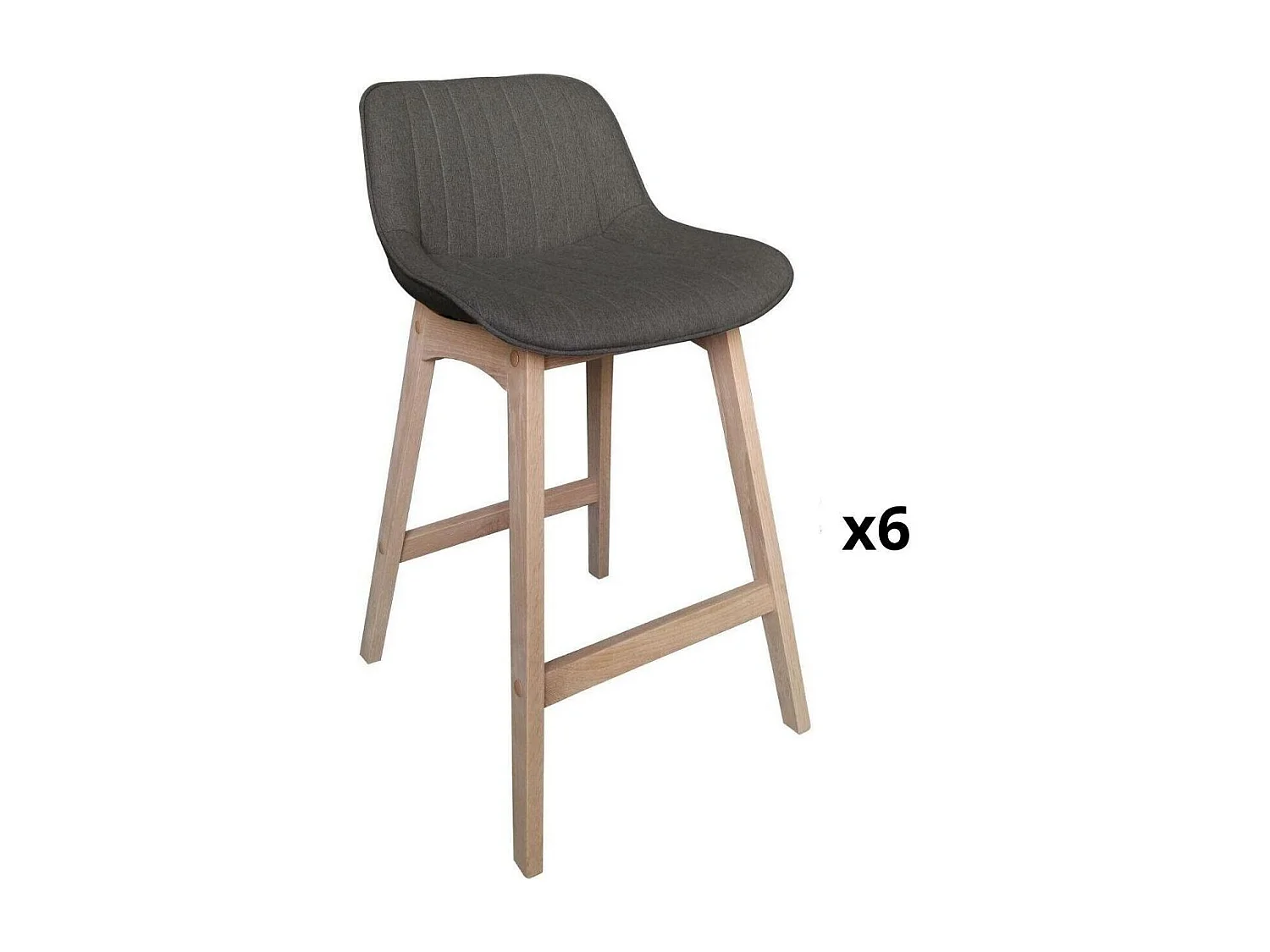 Set di sedie da bar e da isola in rovere con seduta in tessuto MELLOW da 65 cm