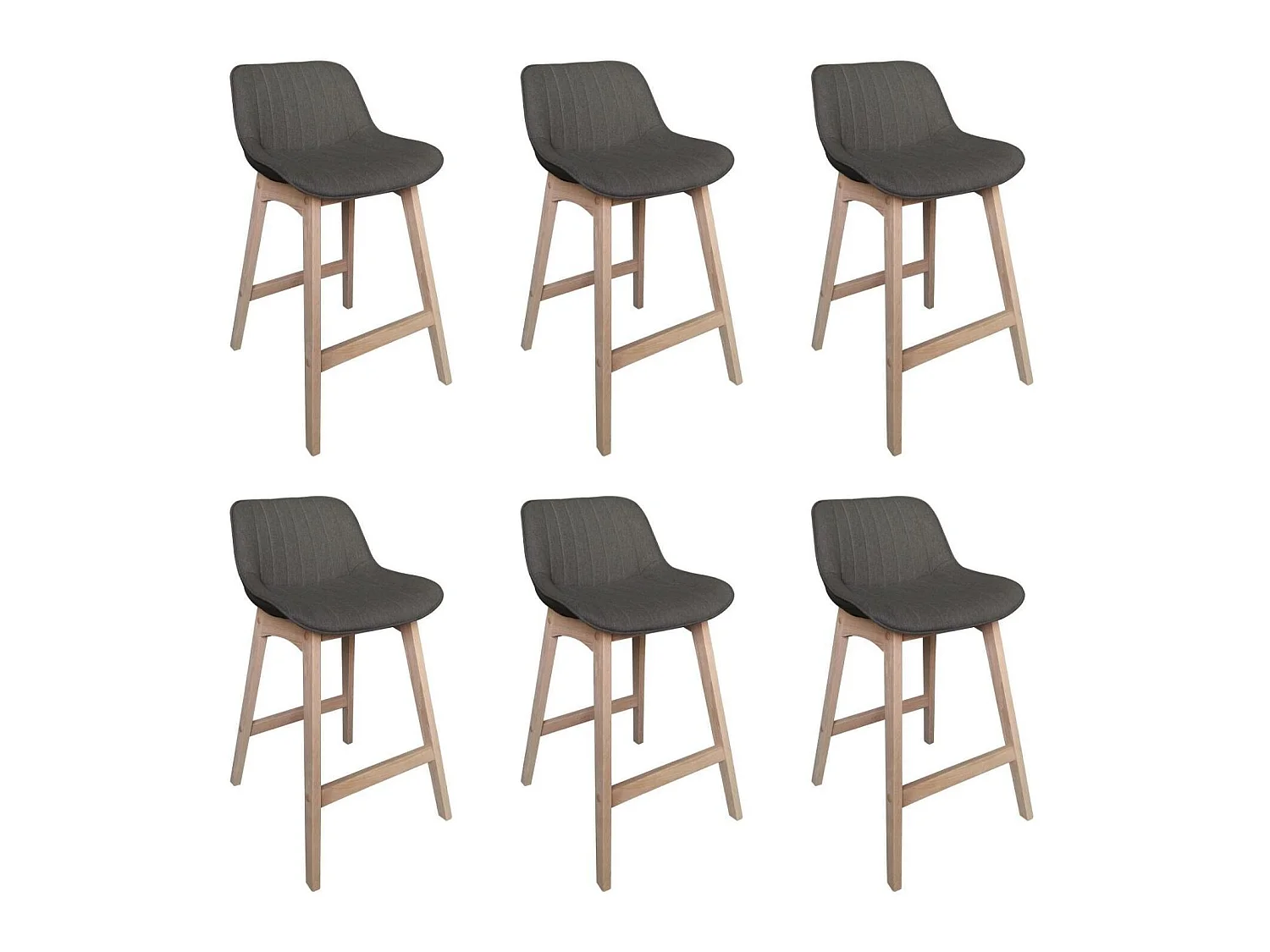 Komplet dębowych krzeseł wyspowych i barowych z siedziskiem z tkaniny MELLOW o szerokości 65 cm