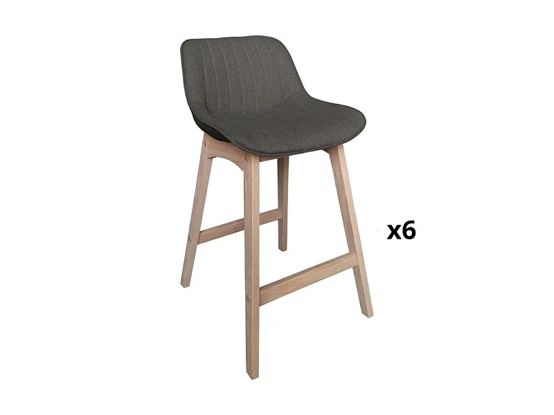 Conjunto de ilha e cadeiras de bar em carvalho com assento em tecido MELLOW de 65 cm