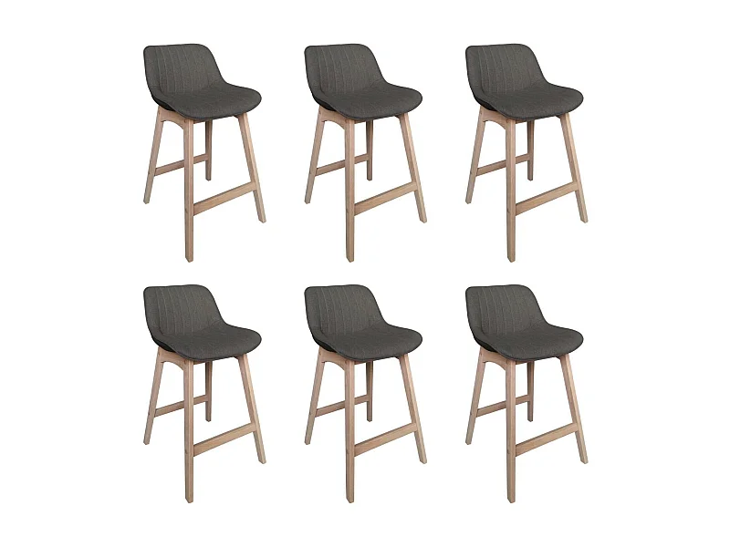 Set di sedie da bar e da isola in rovere con seduta in tessuto MELLOW da 65 cm