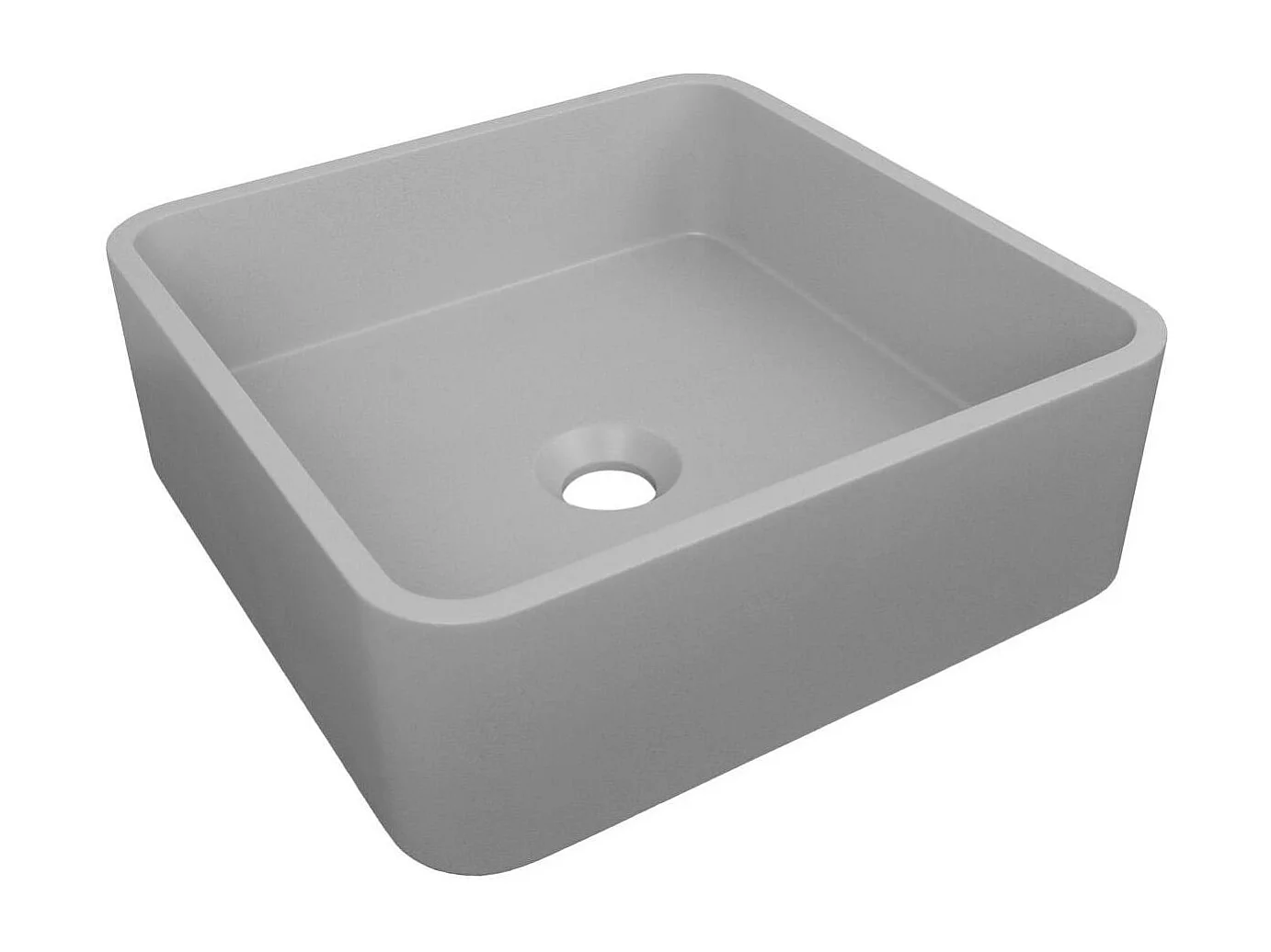 ALAN 36 cm quadratisches Aufsatzwaschbecken aus grauem Beton